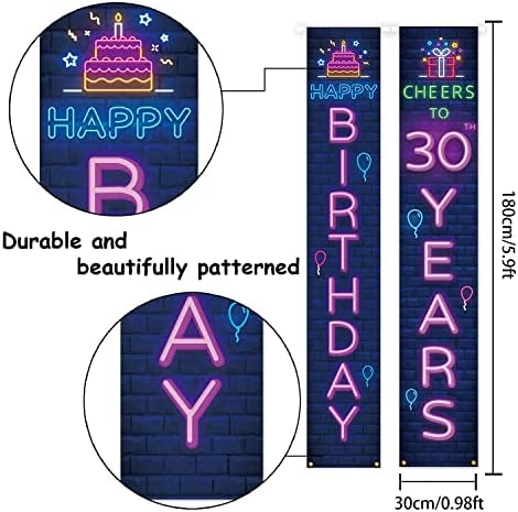 ננו זוהר שמח יום הולדת 30 יום הולדת מרפסת דלת דלת דלת עיצוב צבעונית - לחיים עד 30 יום הולדת לקישוטים למסיבת יום