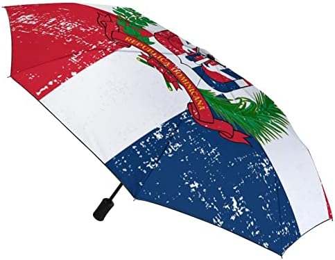 הרפובליקה הדומיניקנית דגל 3 קפלים אוטומטי פתוח קרוב נגד אולטרה סגול מטריית נסיעות מטריית נייד קיץ מטריות