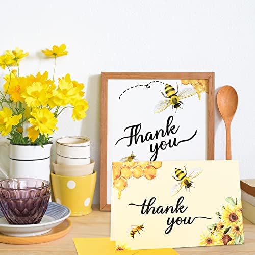 כל עיצוב דבורה תודה לך כרטיסי בתפזורת 36 חבילה תודה לך הערות עם התאמת חותם מדבקות צהוב מעטפות חמניות ברכה