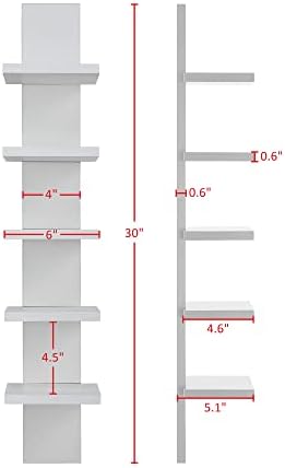 DANYA B 5 יחידת מדף קיר שכבה גימור למינציה חלקה צרה - מדף עמודים אנכי אחסון צף מארגן עיצוב בית מגדל גבוה