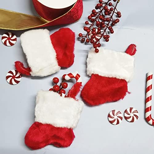 BWERFUET 16 PCS אדום גרבי חג מולד מטושטשים אח תלויים גרביים לקישוטים לחג המולד