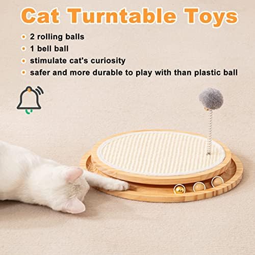 חתול צעצוע רולר גרדן כרית 2-רמת פטיפון סיסל מגרד 3 מסלולים כדורי מקורה חתולים אינטראקטיבי חתלתול כיף