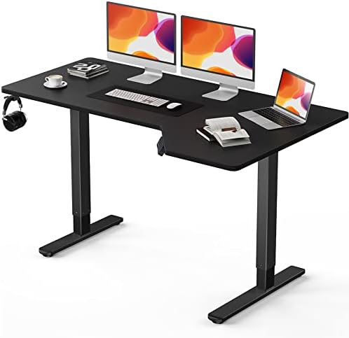 שולחן עמידה חשמלי של טוטנץ, שולחן עמידה מתכוונן לגובה, שולחן משרדי ביתי בצורת זיכרון עם וו, 55 על 34 אינץ
