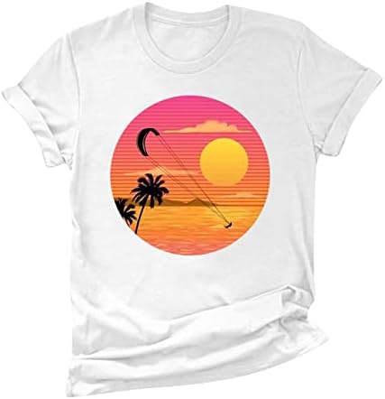 חולצות אור שמש לנשים סאנשיין שחף גרפיקה שרוול קצר חולצת טקס חופשת קיץ צמרות טי