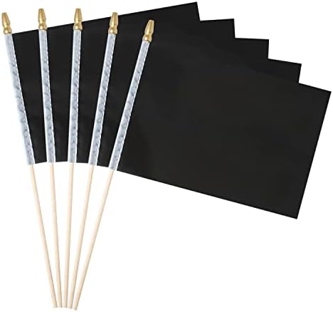 12 חבילה מוצק שחור דגלי קטן מיני רגיל שחור מקל צבע דגלי עשה זאת בעצמך סימון קישוטים