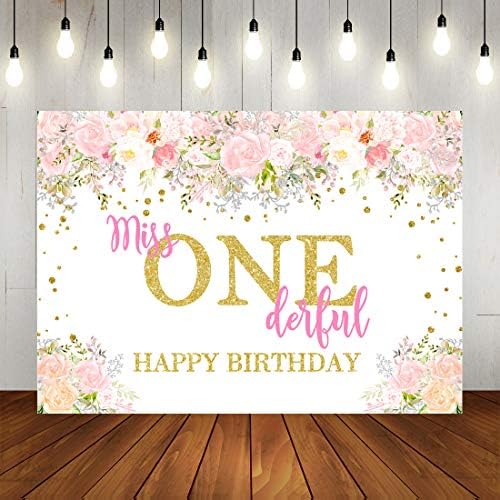 מיס אונדרזה יום הולדת רקע צבעי מים פרחוני נקודות זהב ראשון יום הולדת צילום רקע תינוקת שמח 1 מסיבת יום הולדת