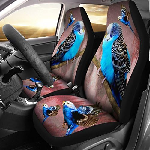 כיסויי מושב מכונית הדפסת ציפור בודגי כחולה
