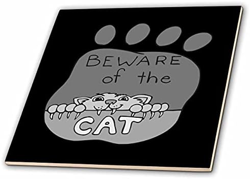3תמונת ורדים של אומר היזהר מהחתול על כפת החתול בגווני אפור-אריחים