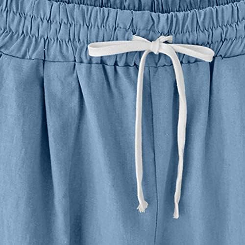 מכנסיים קצרים לנשים מכנסי טרנינג פשתן קיץ מזדמנים באורך הברך אופנה טיולים רגליים נושמות מכנסיים