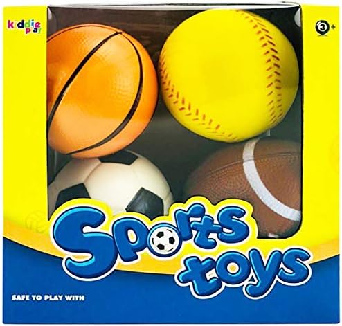 משחק קידדי סט של 4 כדורים לפעוטות 4 כדור כדורגל רך, בייסבול, כדורסל וכדורגל 6 לילדים