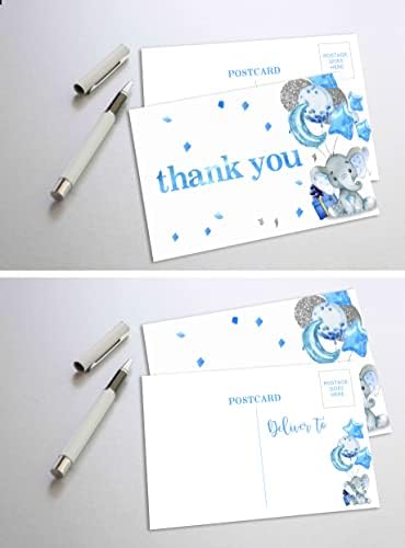 יואנסייל תינוק מקלחת תודה לך גלויות, כחול פיל הערכה הודעה כרטיסים, 25 כרטיסים –