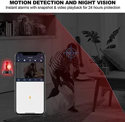 מצלמת אבטחה אלחוטית, WiFi 2K UHD סוללה המופעלת על מצלמה ביתית מקורה מצלמה מיני עם ראיית לילה שליטה מרחוק