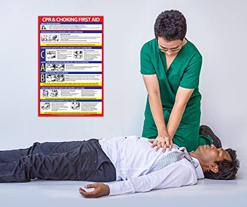 פוסטר תמרון CPR ו- Heimlich - למינציה, 12X18 אינץ ' - שלט בטיחות עזרה ראשונה למסעדות, אחות בית