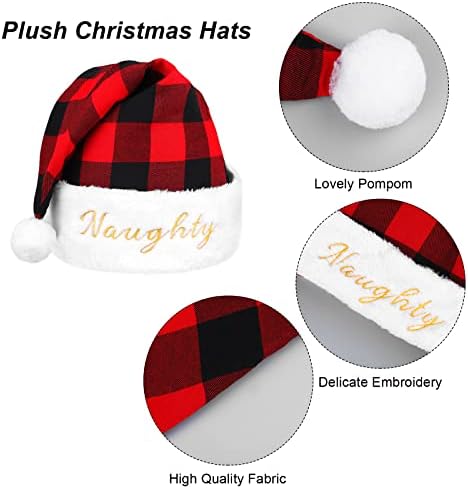 4 חתיכות שובב ונחמד סנטה כובעי קטיפה חג המולד כובעי חג כובע למבוגרים ילדים חג המולד חגיגי חג אירוע