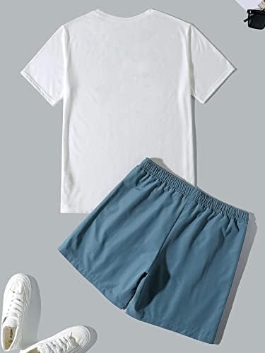 Gorglitter's Men 2 חלקים תלבושות חולצת טריקו גרפית ומכנסיים קצרים קבעו בגדי אימונית בקיץ בחוף