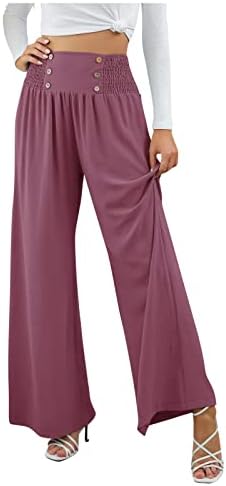 מכנסי רגל רחבים של Cokuera לנשים מכנסי מכנסי רגל רחבים מזדמנים מכנסיים מכנסיים אלסטיים מותניים גבוהים