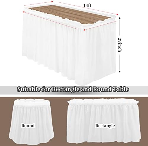 12 מארז חצאית שולחן חצאיות שולחן חד פעמיות חצאיות שולחן פלסטיק לבן לשולחנות מלבן כיסוי שולחן בד