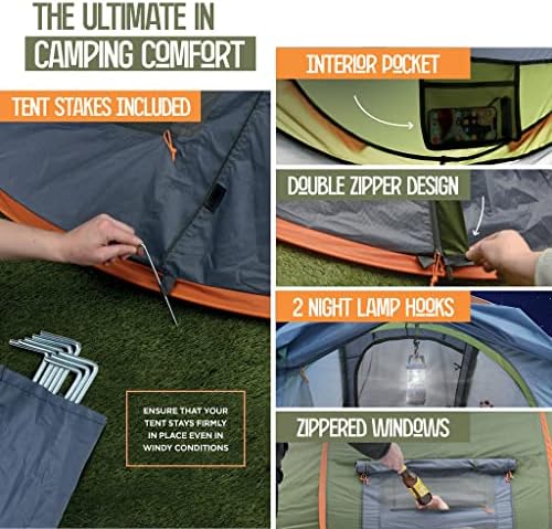 קמפינג אוהל-4-אדם קל צצים אוהל עם 2 דלתות-עד50 + עמיד למים מיידי אוהל - קל משקל & מגבר; נייד משפחה אוהלים