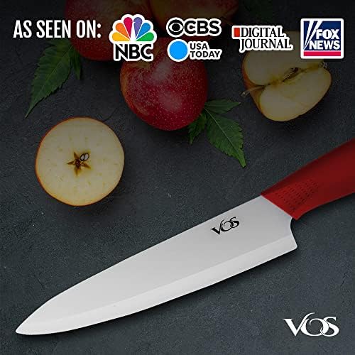 ווס אוניברסלי סכין בלוק 8 אינץ קרמיקה שף סכין אדום