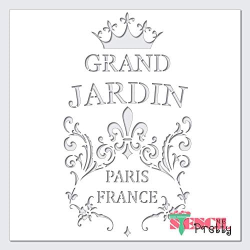 סטנסיל - גרנד ג 'רדין שיק צרפתית כפרי גן סטנסיל הטוב ביותר ויניל גדול שבלונות עבור ציור על