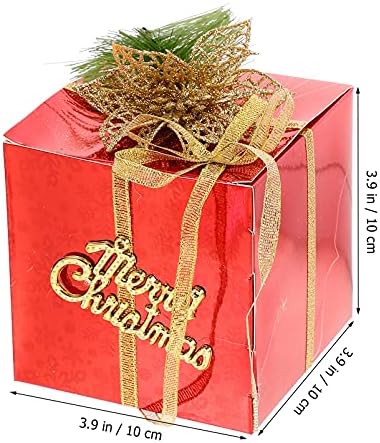 זוהר 4 יחידות חג המולד זר אחסון תיק חג המולד מבריק מתנת קופסות חג המולד מתכתי רדיד עטוף קופסות עץ