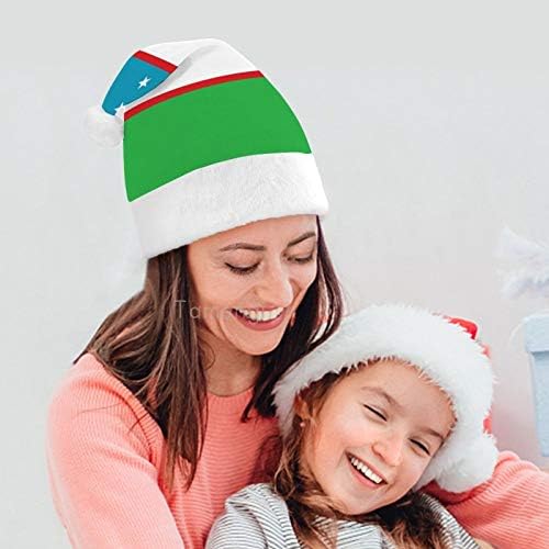חג המולד סנטה כובע, אוזבקיסטן דגל חג המולד חג כובע למבוגרים, יוניסקס נוחות חג המולד כובעי לשנה חדשה