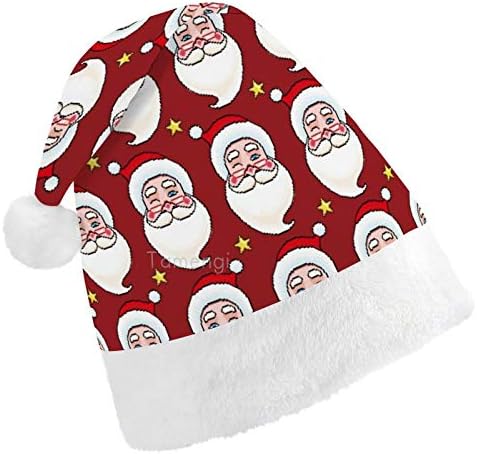 חג המולד סנטה כובע, סנטה קלאוס ראש דפוס חג המולד חג כובע למבוגרים, יוניסקס נוחות חג המולד כובעי לשנה
