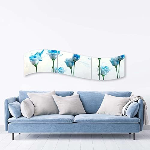 סטארט-לילה אקריליק זכוכית קיר אמנות-כחול פרחים ספירלה-בית תפאורה מבריק יצירות אמנות מוכן לתלות סט של