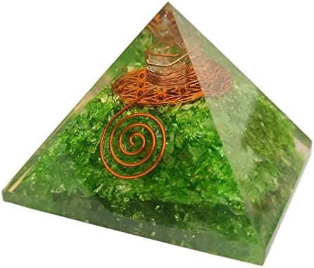 Sharvgun Pyramid Peridot Gemstone פרח החיים של אורגון פירמידה הגנה על אנרגיה שלילית 65-70 ממ,