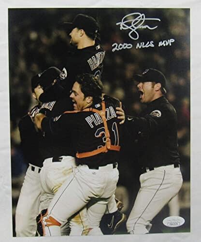 מייק המפטון חתם על חתימה אוטומטית 8x10 2000 NLCS צילום w/mvp insc jsa עד - תמונות MLB עם חתימה
