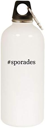 מוצרי Molandra Sporades - 20oz hashtag בקבוק מים לבנים נירוסטה עם קרבינר, לבן