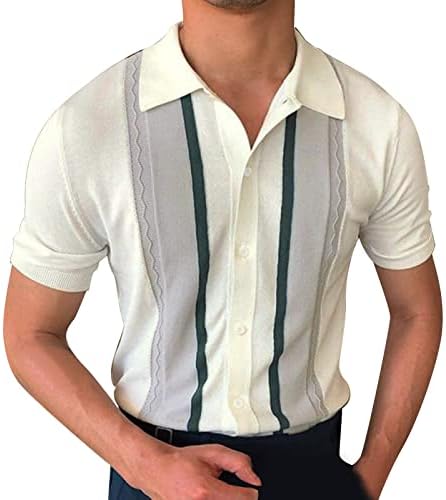 חולצות שמלה גבוהות לגברים חולצות צבע חולצות קאובוי לגברים כפתור בגדי כדורסל כפתור פסים סריג קרדיגן