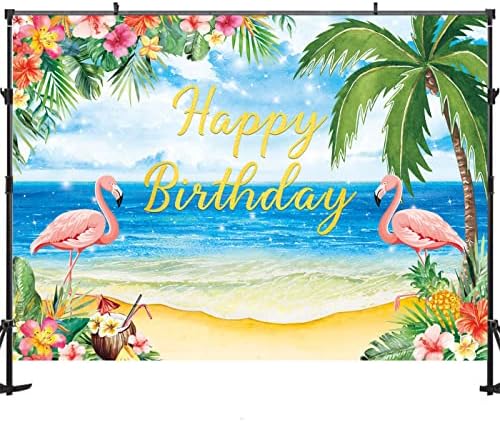7 * 5 רגל ואאו רקע קיץ פלמינגו יום הולדת רקע טרופי פרחי דקל עץ הוואי חוף צילום רקע גליטר אלוהה חוף מסיבת קישוטי
