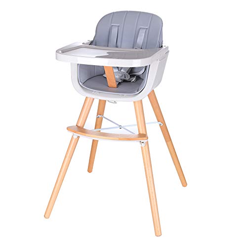 פוהו בייבי כיסא גבוה, מושלם 3 ב 1 להמרה עץ כיסא גבוה עם כרית, מגש נשלף, רגליים מתכווננות עבור