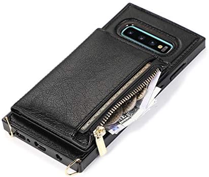10 בתוספת ארנק מקרה עם קרוסבודי שרשרת ארנק כרטיס כיסוי עור טלפון מקרה עבור סמסונג גלקסי 10 + בתוספת-שחור