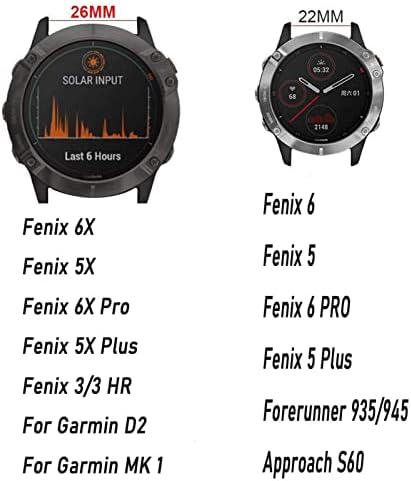 KDEGK 22 26 ממ רצועות להקת שעונים חכמה עבור Garmin Fenix ​​6 6x Pro 5x 5 Plus 3HR Forerunner 935 945