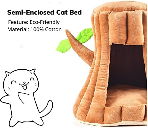 חצי סגור חתול מיטה-חמוד עץ חם נוחות מחצלת כרית רחיץ מיטת מלונה חם בית חתול אוהל עבור חתול מחמד אספקת בית