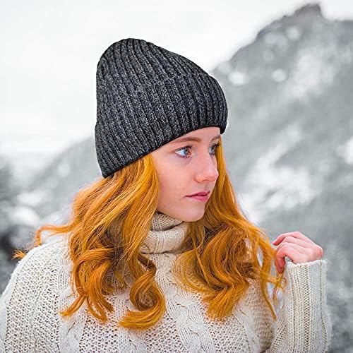 כפת חורף לגברים ונשים: כובע סרוג מרופד צמר תרמי במזג אוויר קר / כובע גרב חם עם אזיקים
