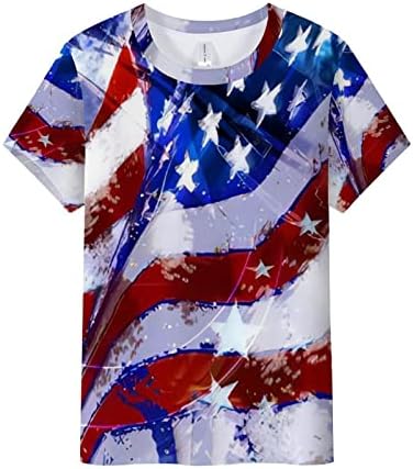 אמריקאי דגל חולצה נשים יולי 4 מזדמן חולצה חולצות פטריוטית גרפי קצר שרוול חולצות בכושר רגוע צוות צוואר חולצות