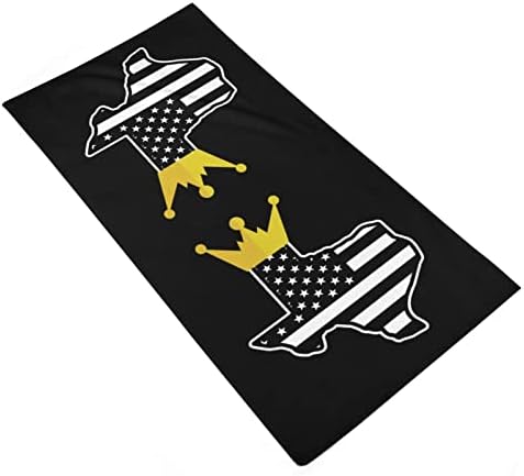 קינג קראון טקסס אמריקה דגל דגל מפה מגבת כביסה 28.7 X13.8 מטליות פנים סיבים סופרים מגבות סופגות מאוד