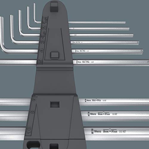 WERA 05022120001 950 L HF L-KEY, מטרי, מצופה כרום, עם פונקציית האחזקה, 3 x 126 ממ