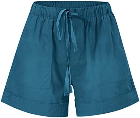מכנסי פשתן לנשים בתוספת מכנסי ברמודה בגודל חוף חופשה בחוף מכנסי קמפינג נושמים עם כיסים