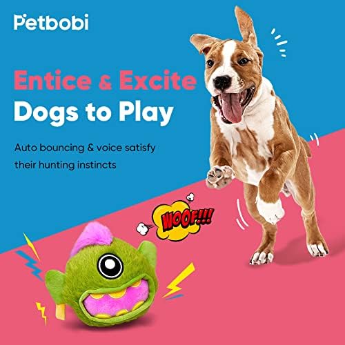 צעצועי כלבים אינטראקטיביים של פטבובי כדור מתגלגל פעיל לכלבים עם סוללה מופעלת, כולל כדורים נעים עצמיים
