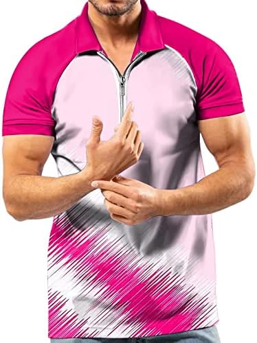 XXBR גברים שרוול קצר רוכסן חולצות פולו ספורט טניס פס מופשט