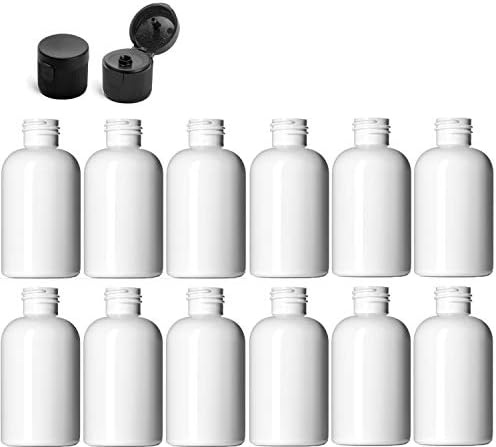 4 אונקיה של בוסטון בקבוקים עגולים, פלסטיק לחיות מחמד ריק ללא מילוי BPA ללא מילוי, עם כובעי צמד עליונים
