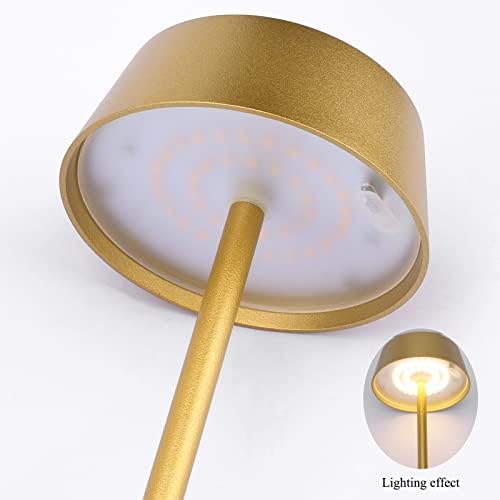 Ralbay 2 חבילה מנורת שולחן אלחוטי זהב, מנורת שולחן LED נטענת, IP54 סוללה חיצונית אטומה למים מופעלת