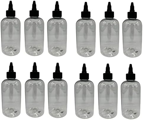 8 גרם בקבוקי פלסטיק ברורים בוסטון -12 חבילה לבקבוק ריק ניתן למילוי מחדש - BPA בחינם - שמנים אתרים - ארומתרפיה