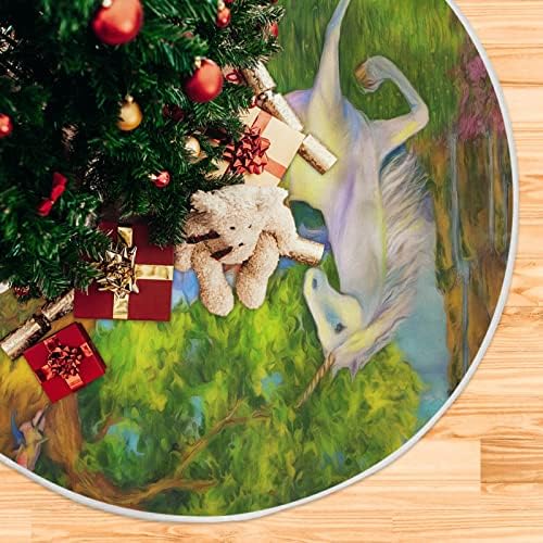 Oarencol חד קרן אלפים עצי חצאית עץ חג המולד 36 אינץ 'פיות יער ציור קישוטי מחצלת עץ מסיבת חג חג המולד