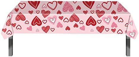 Dzrige Valentines יום שולחן שולחן ורוד אדום לב אדום מפת שולחן