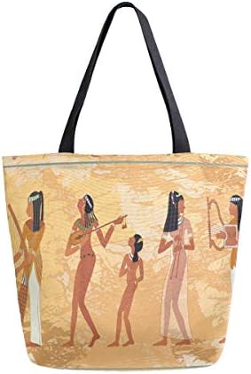 אלזה מוסיקה סצנה של מצרים העתיקה בד תיק למעלה ידית ארנקי טוטס גדול לשימוש חוזר תיקי כותנה כתף שקיות לנשים נסיעות